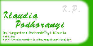 klaudia podhoranyi business card